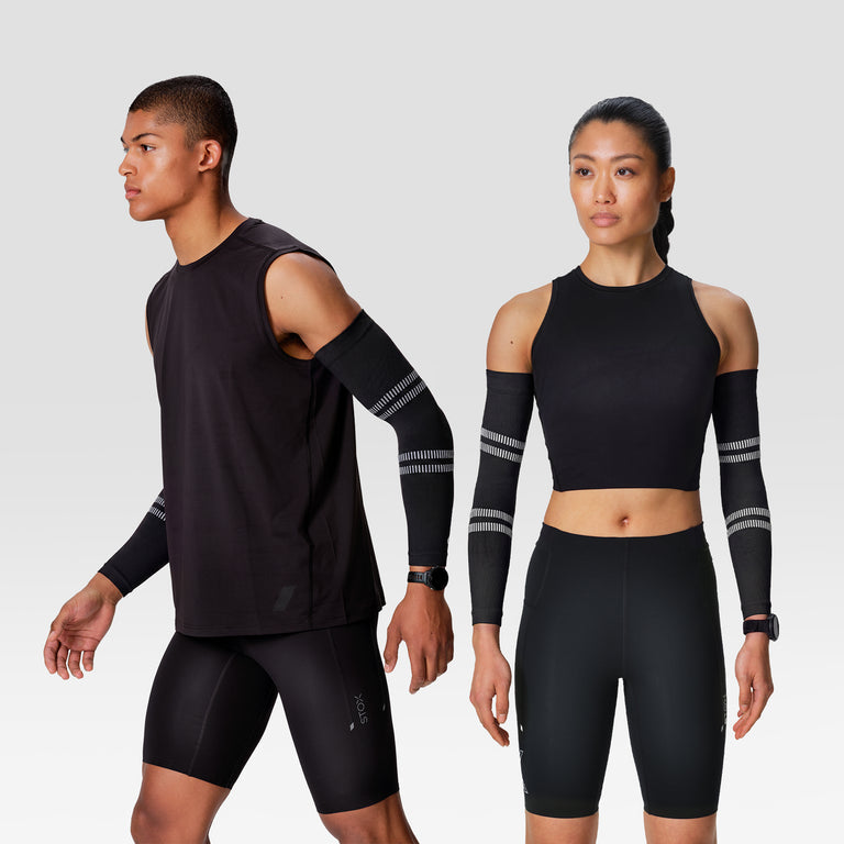 Running Arm Sleeves Unisex Black/Light Grey