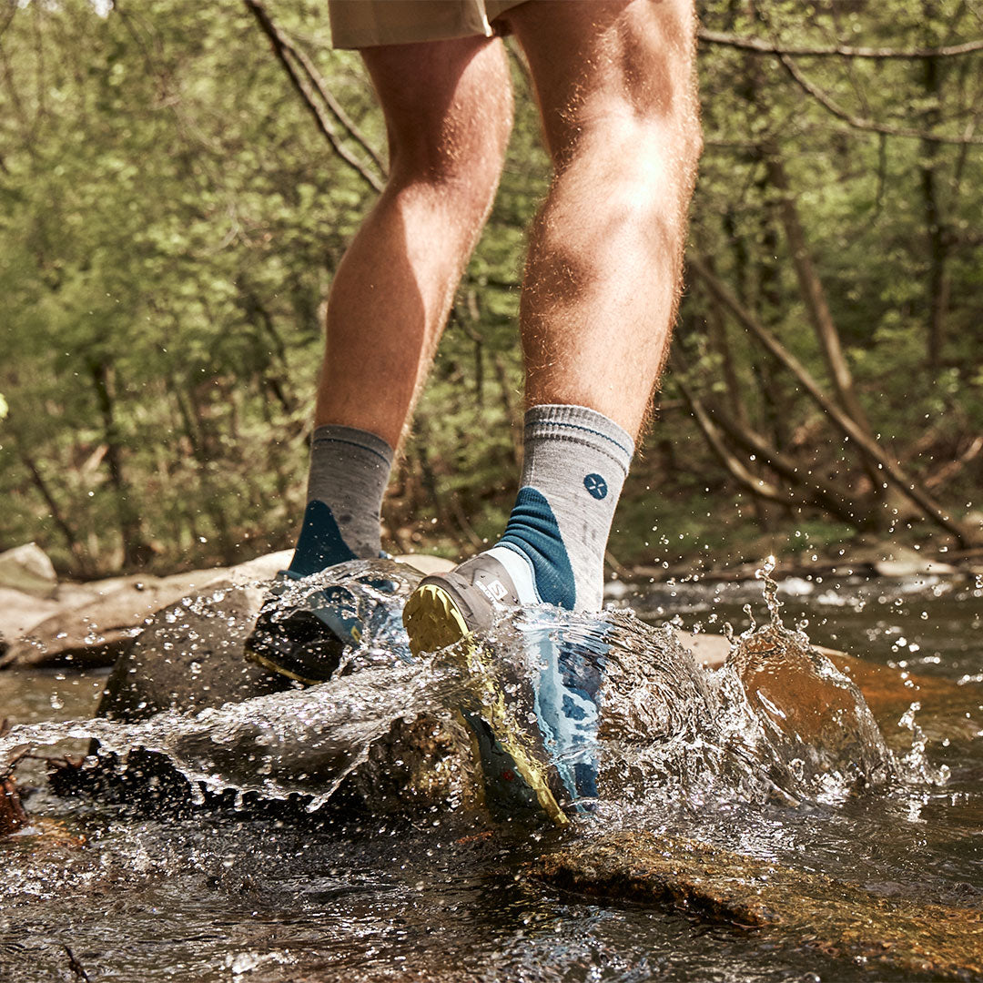Merino Hiking Ankle Socks Men Silver Grey/Teal