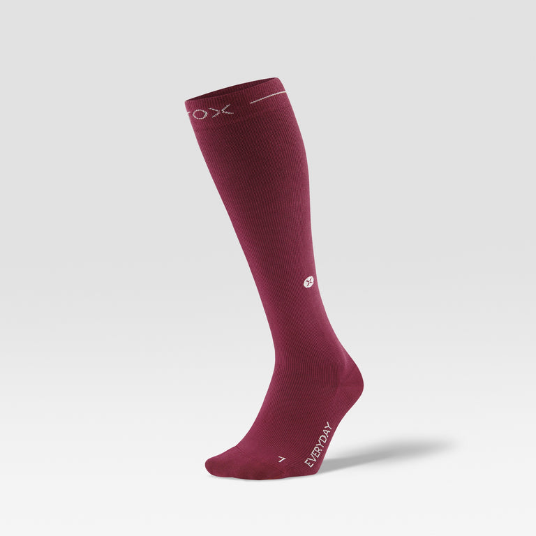 Cotton Everyday Socks Women Bordeaux/White