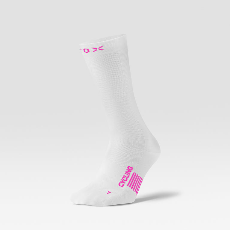 Cycling Mid-Calf Socks Women White/Pink