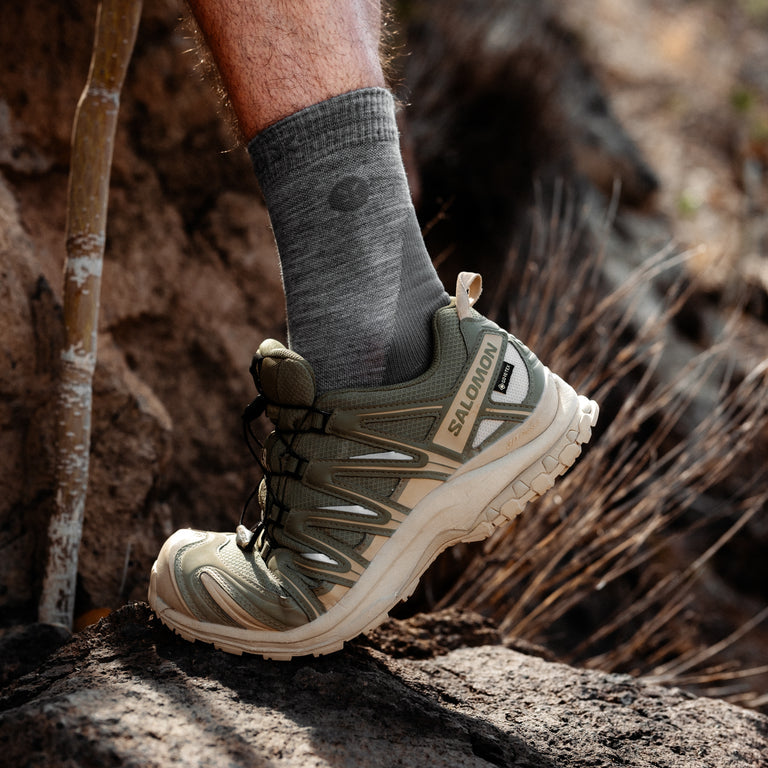 Merino Hiking Ankle Socks Men Blue/Light Grey