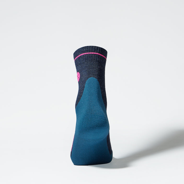 Merino Hiking Ankle Socks Women Dark Blue/Pink