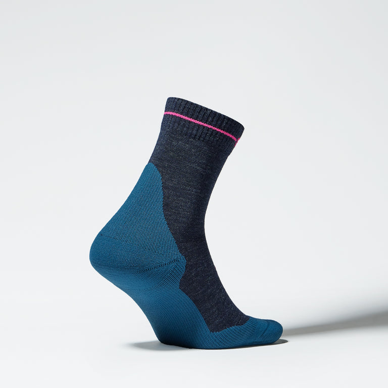 Merino Hiking Ankle Socks Women Dark Blue/Pink