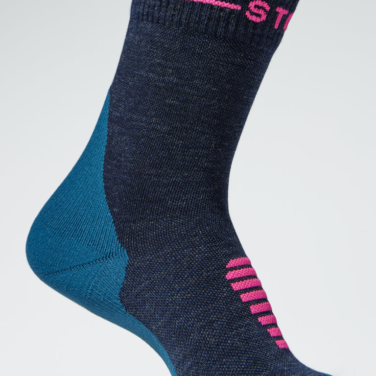 Merino Hiking Ankle Socks Women Dark Blue/Pink