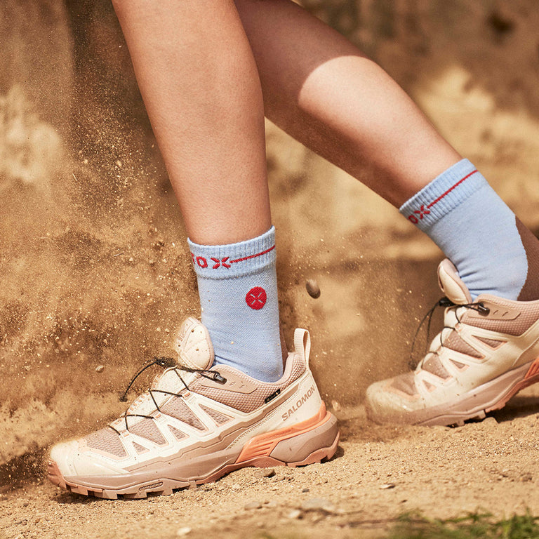Merino Hiking Ankle Socks Women Blue/Light Grey