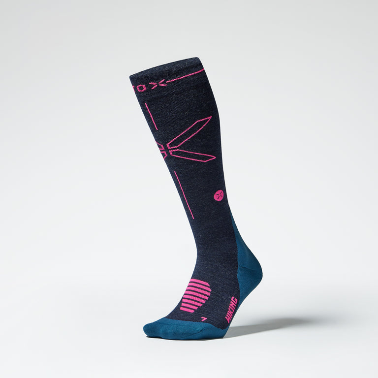 Merino Hiking Socks Women Dark Blue/Pink