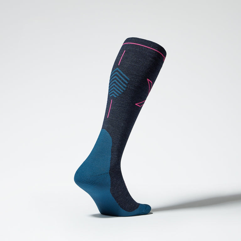 Merino Hiking Socks Women Dark Blue/Pink