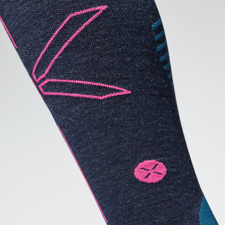 Merino Hiking Socks Women Dark Blue/Pink