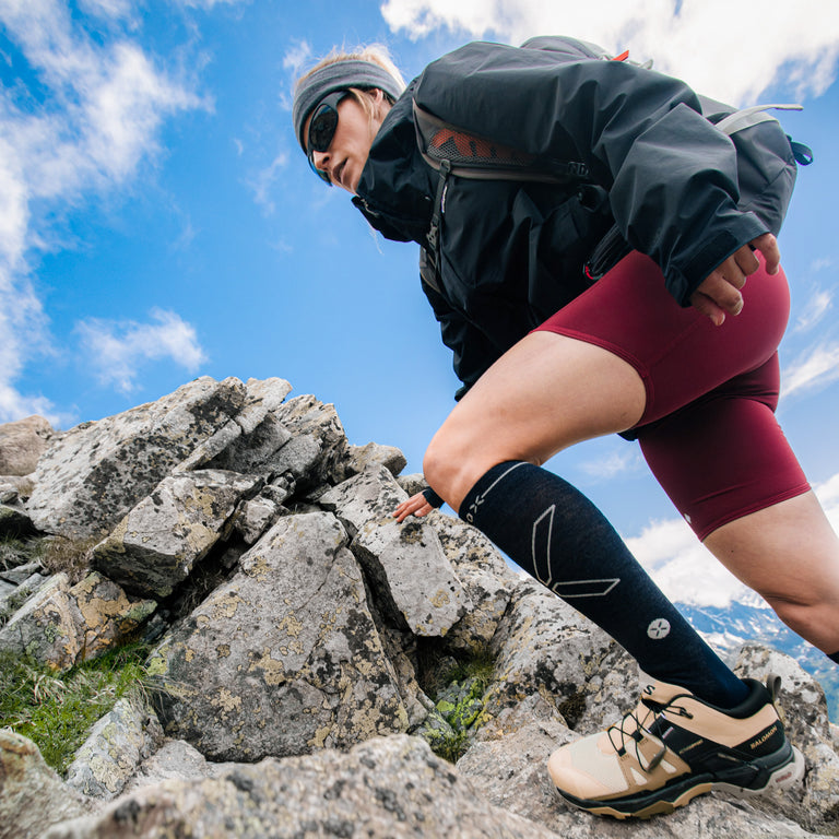 Merino Hiking Socks Women Blue/Light Grey