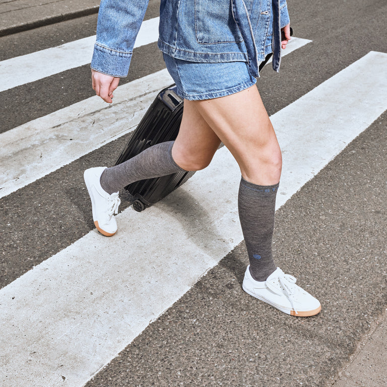 Merino Travel Socks Women Mid Grey/Avio