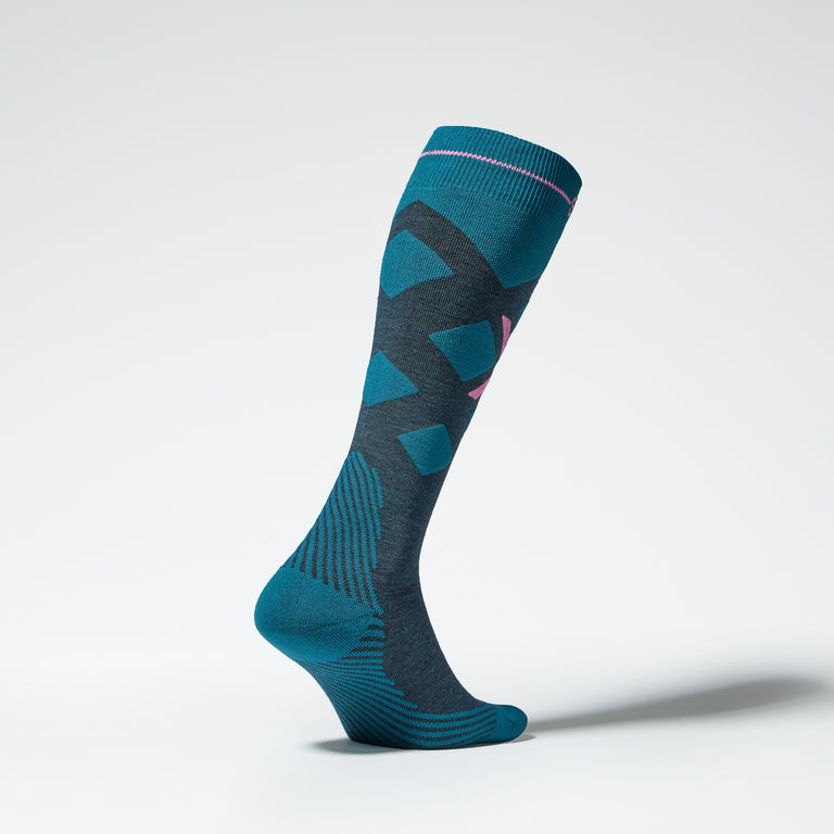 Merino Skiing Socks Women Teal/Pink