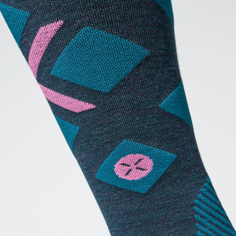 Merino Skiing Socks Women Teal/Pink