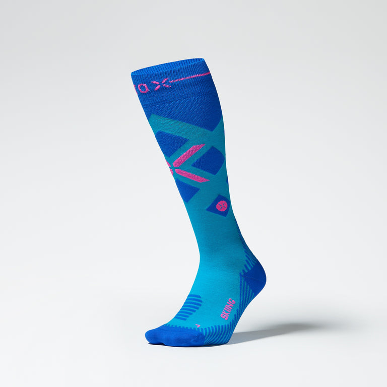 Merino Skiing Socks Women Turquoise/Cobalt