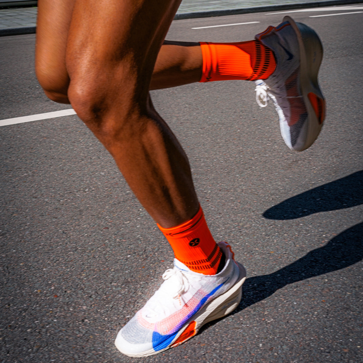 Running Ankle Socks Men Orange Fluo/Black