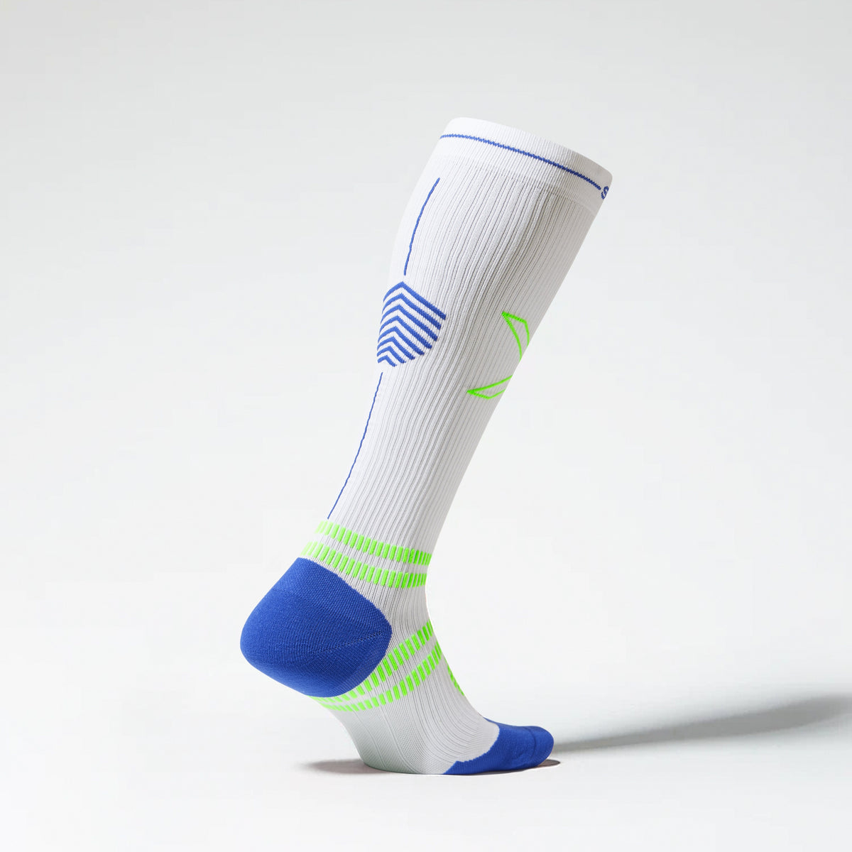 Running Socks Men BWhite/Green Fluo