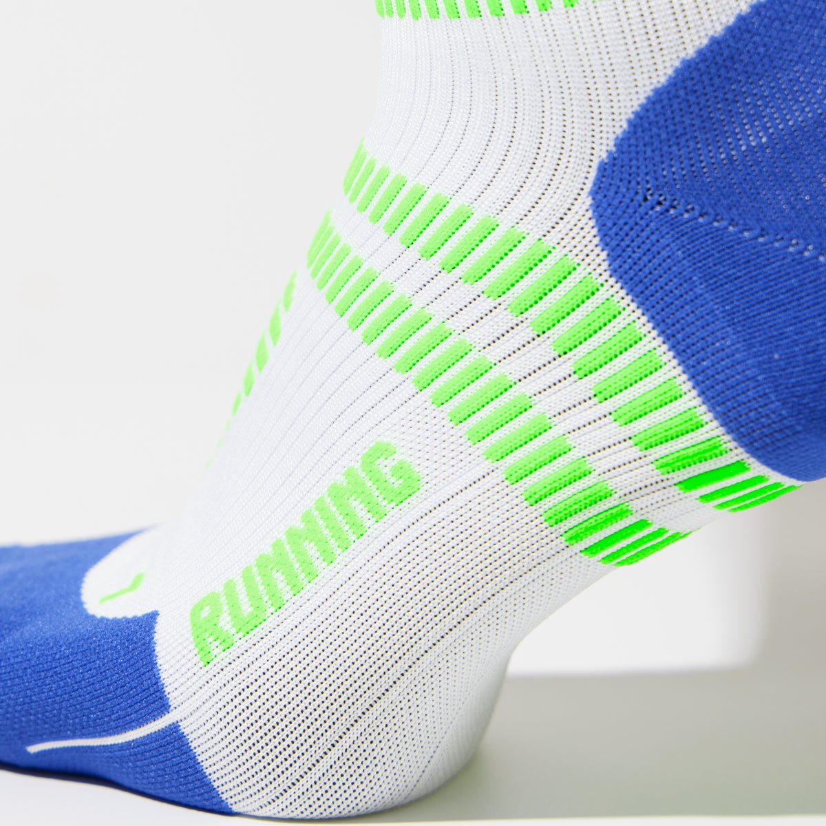 Running Socks Men BWhite/Green Fluo