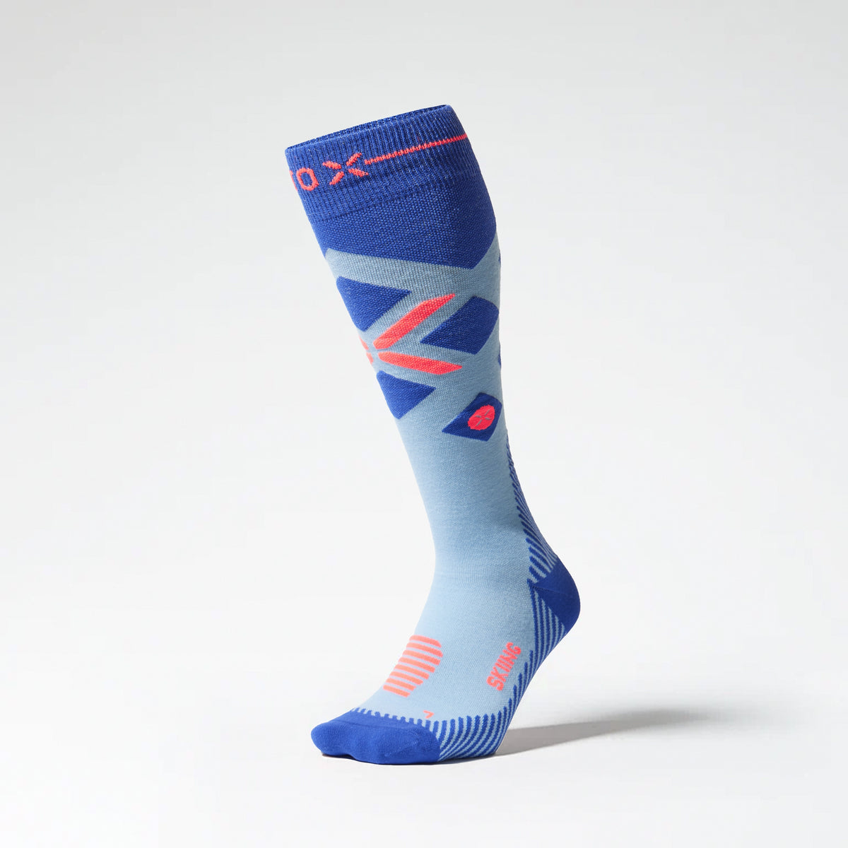 Merino Skiing Socks Men Sky Blue/Orange Fluo