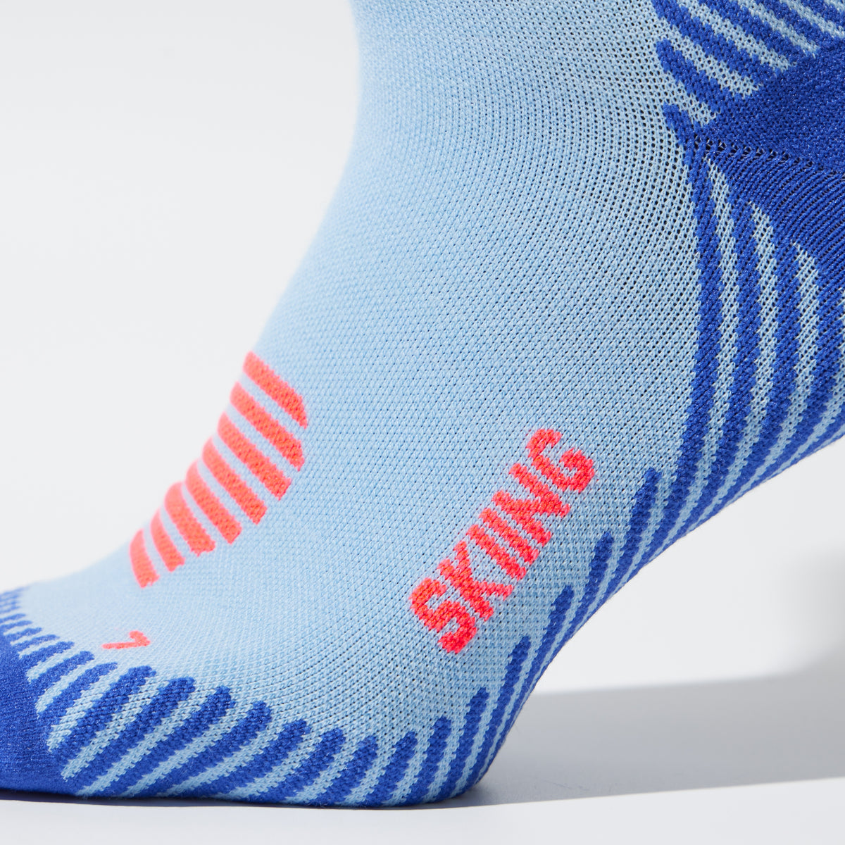 Merino Skiing Socks Men Sky Blue/Orange Fluo