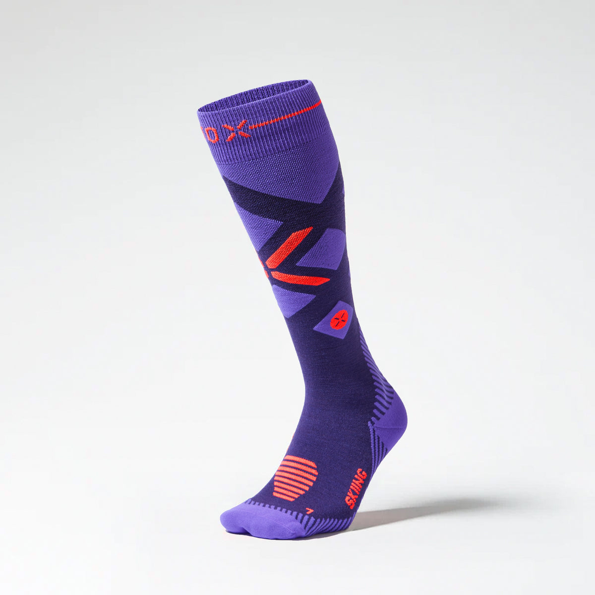 Merino Skiing Socks Women Purple/Orange Fluo